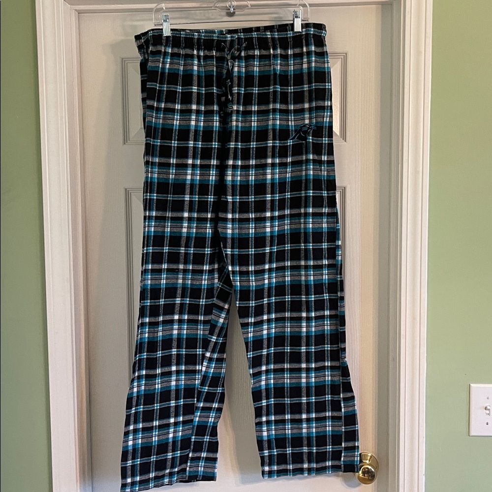 Men’s Authentic NFL Carolina Panthers Plaid Pajama Pants, Size XL